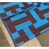 6' x 9' Tetris Outdoor Mat in Blue and Brown