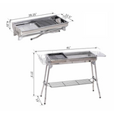 29" x 13" Stainless Steel Portable Charcoal BBQ Grill with acessories