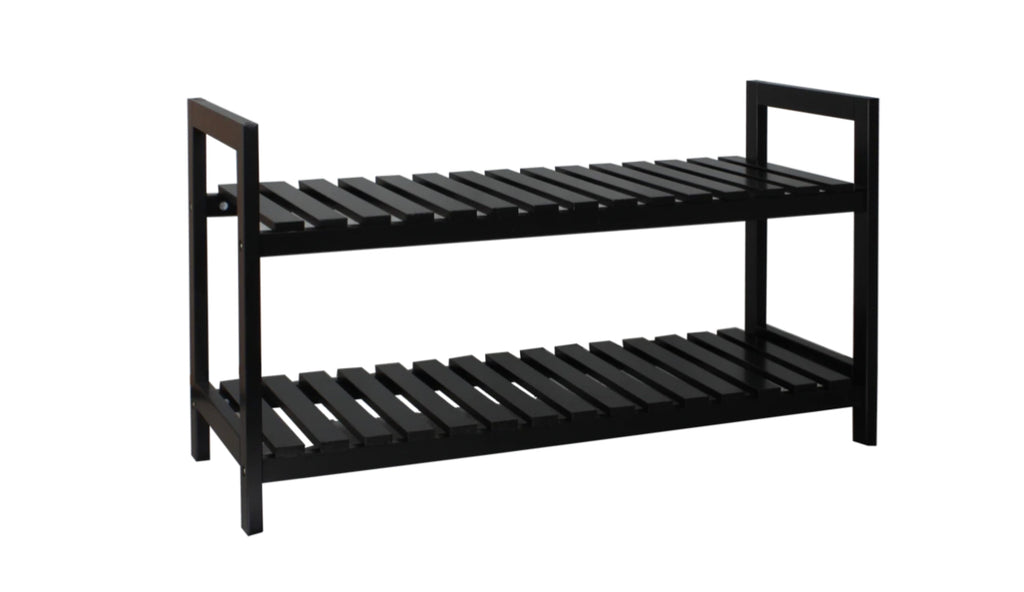 2 Tier Black Shoe Rack