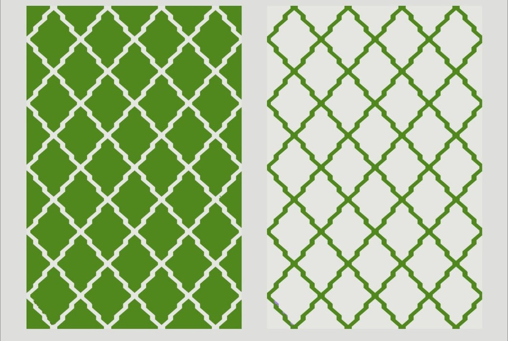 6' x 9' Green and White Diamond Trellis Outdoor Mat