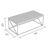 44" Glass Top Black Metal Coffee Table