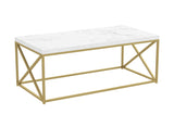 44" Marble Gold Metal Coffee Table