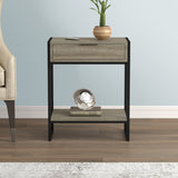 Dark Taupe Accent Table with 1 Drawer and 1 Shelf