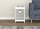 Square White 2 Shelves Accent Table