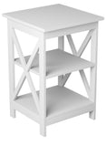 Square White 2 Shelves Accent Table