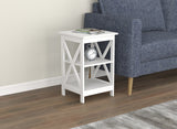 Square White 2 Shelves Accent Table