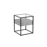 Dark Cement Glass Top Accent Table