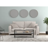 47.25"L Glass Top Dark Cement 1 Shelf Coffee Table