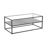 47.25"L Glass Top Dark Cement 1 Shelf Coffee Table