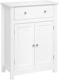 White Standing Storage Cabinet With Drawers and Shelf