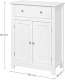 White Standing Storage Cabinet With Drawers and Shelf