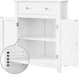 White Standing Storage Cabinet With Drawers and Shelf