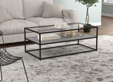 47.25"L Glass Top Dark Cement 1 Shelf Coffee Table