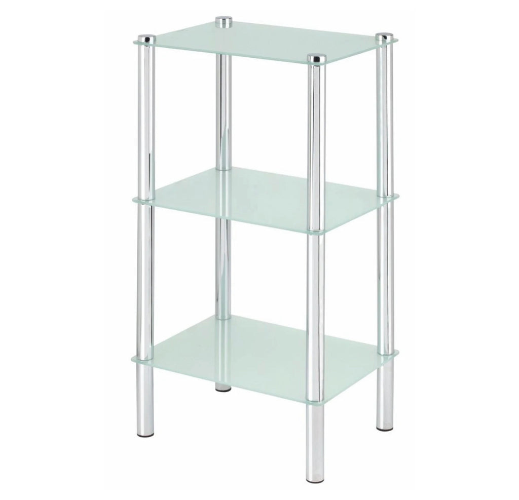 3 Tier Rectangular Frosted Glass Shelf