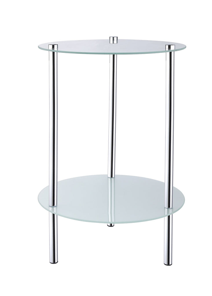 2 Tier Round Frosted Glass Side Table